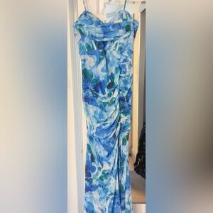 Lulu's Blue and White Sarong Dress with Tropical Elegance